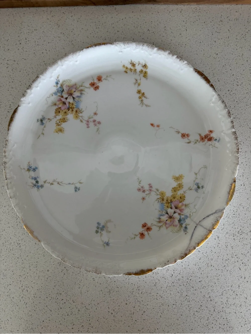 Antique Rosenthal R.C. Monbijou Bavaria Floral Dinner Plate Scalloped Gold Trim